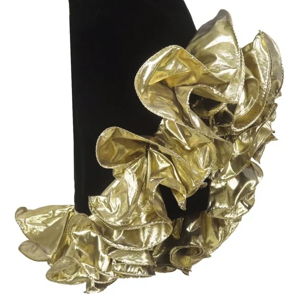 Elegant Black and Gold Strapless Prom Cocktail Holiday NYE Dress